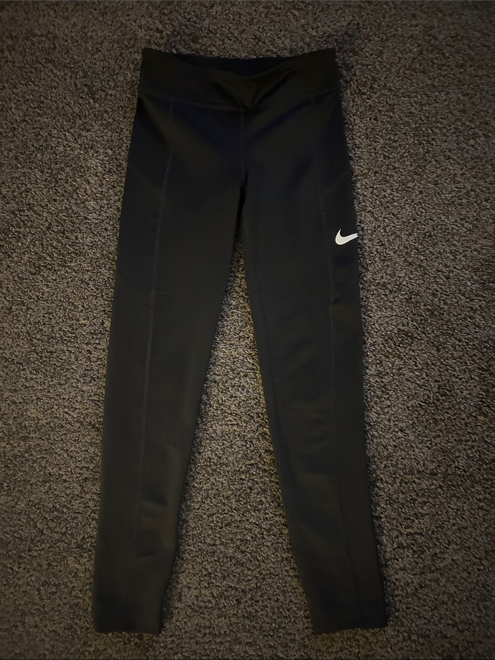 Nike Black Girls' Athletic Leggings with White Swoosh